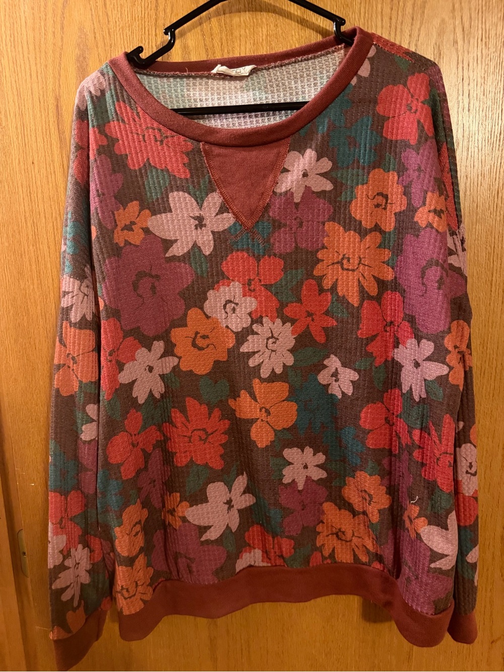 Floral Waffle-Knit Pullover Tunic - Multicolor Floral